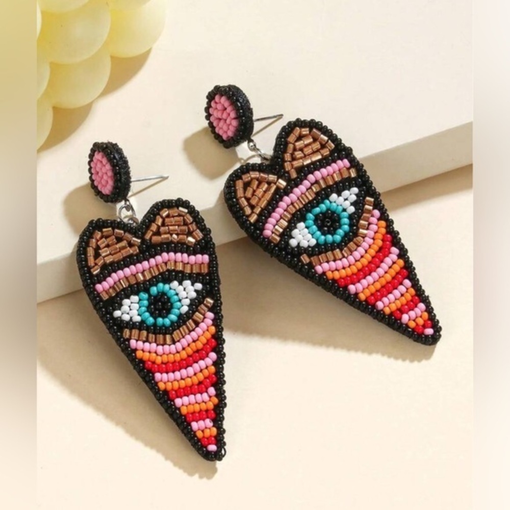 ✨NEW Tribal Colorful Beaded Eye Earrings